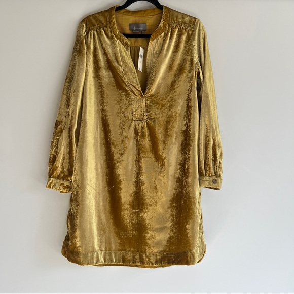 Anthropologie Velvet Gold Tunic Dress Size XS NWT - Picture 10 of 15